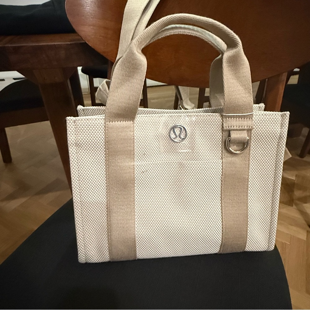 Lululemon Two-Tone Canvas Tote in Beige and Cream